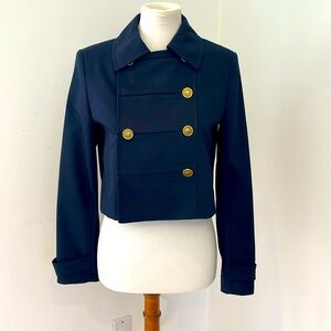 Zara Cropped Navy Blue Blazer - Size Medium